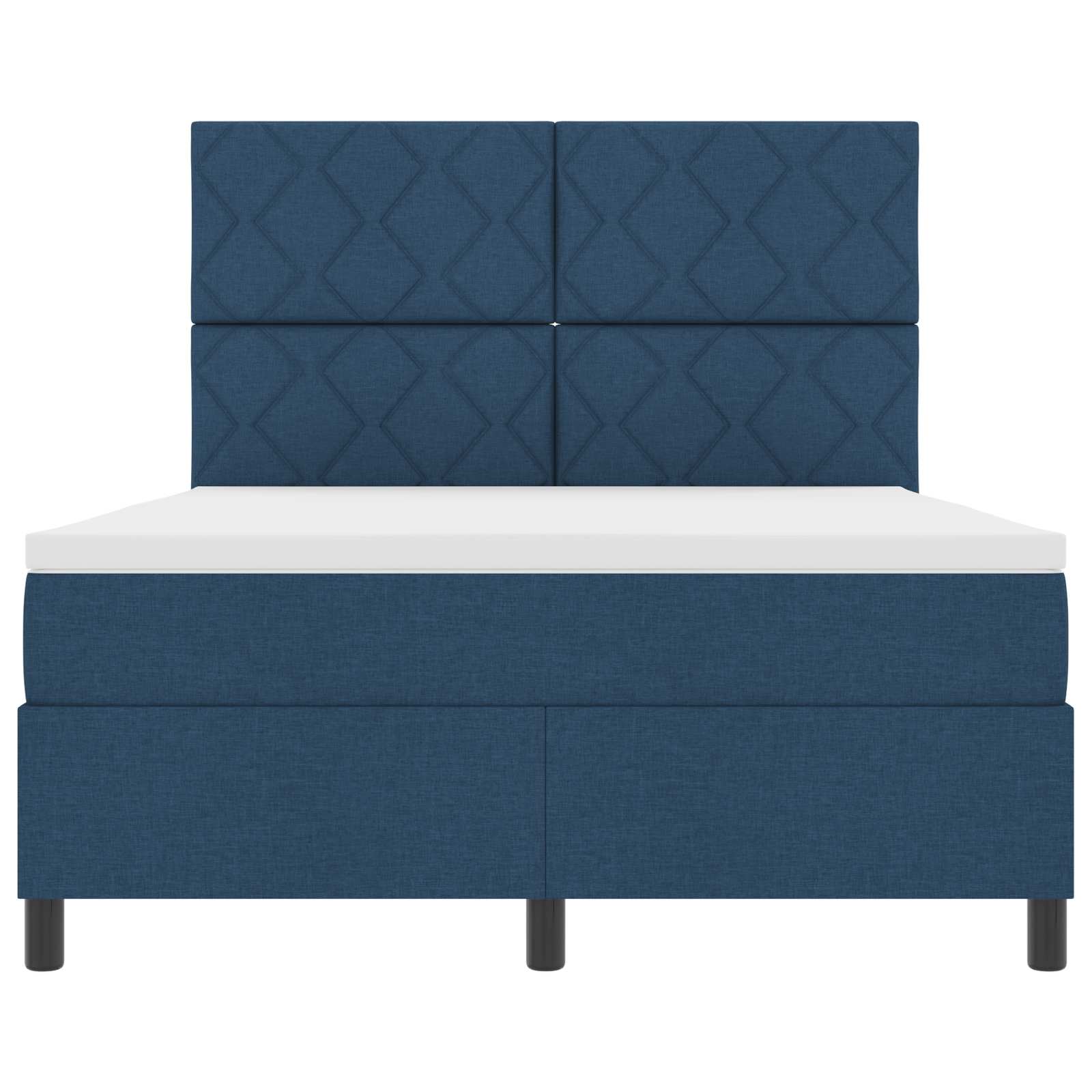 Boxspring bed met LED-stripverlichting Blauw 140 x 200 cm Stof