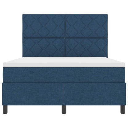 Boxspring bed met LED-stripverlichting Blauw 140 x 200 cm Stof