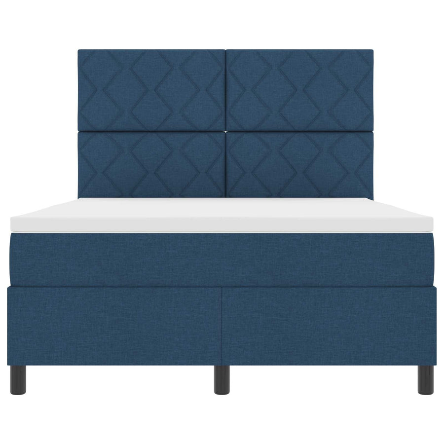 Boxspring bed met LED-stripverlichting Blauw 140 x 200 cm Stof