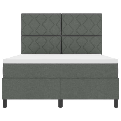 Boxspring bed met matras met LED Donkergrijs 160 x 200 cm Stof