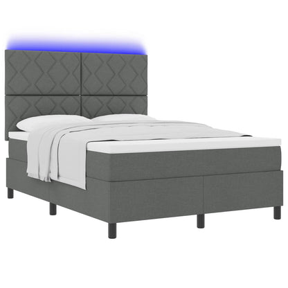 Boxspring bed met matras met LED Donkergrijs 160 x 200 cm Stof