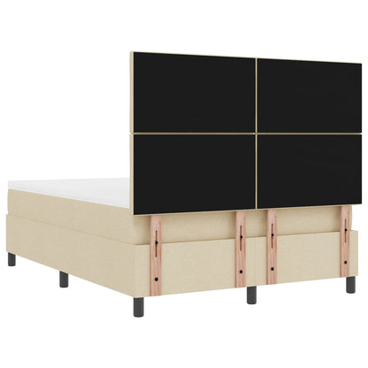 Boxspring bed met LED-stripverlichting Crème 160 x 200 cm Stof