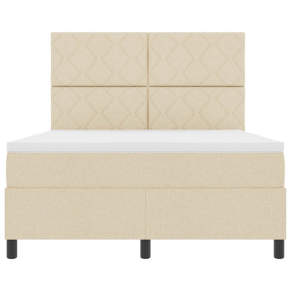 Boxspring bed met LED-stripverlichting Crème 160 x 200 cm Stof