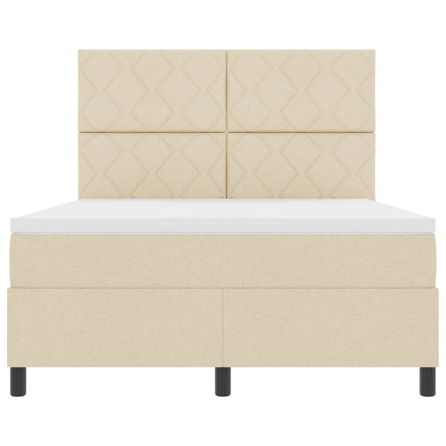 Boxspring bed met LED-stripverlichting Crème 160 x 200 cm Stof