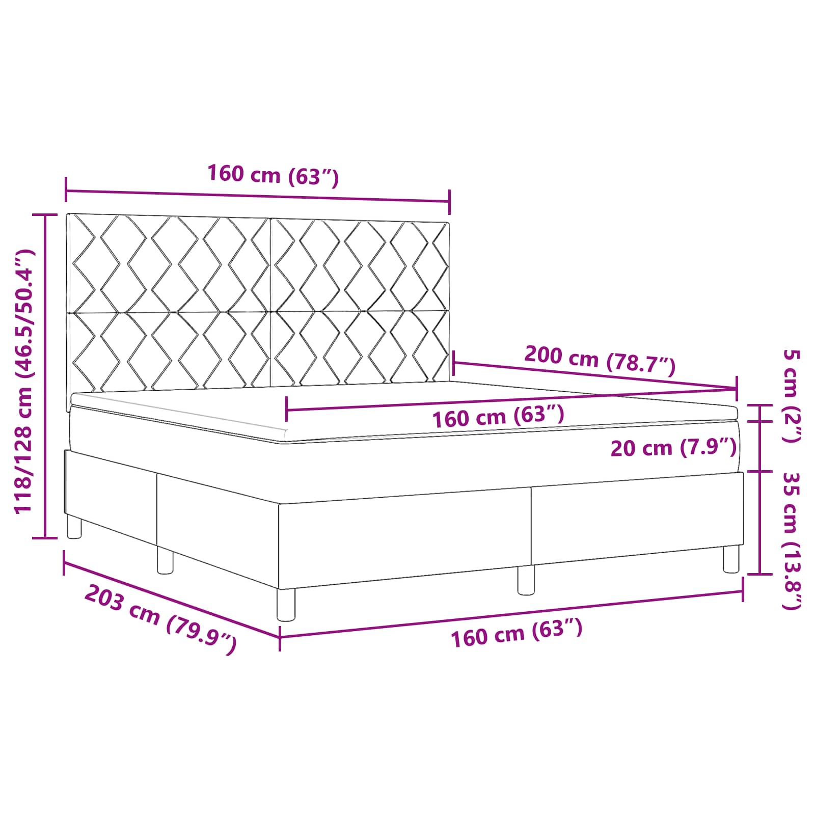 Boxspring bed met LED-stripverlichting Crème 160 x 200 cm Stof