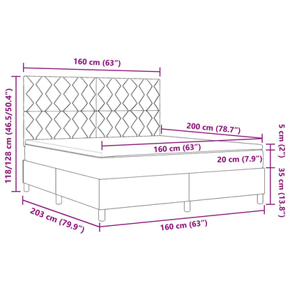 Boxspring bed met LED-stripverlichting Crème 160 x 200 cm Stof