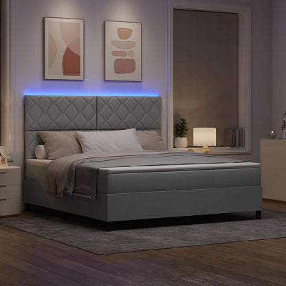 Boxspring bed met hoofdeinde Lichtgrijs 180 x 200 cm Stof