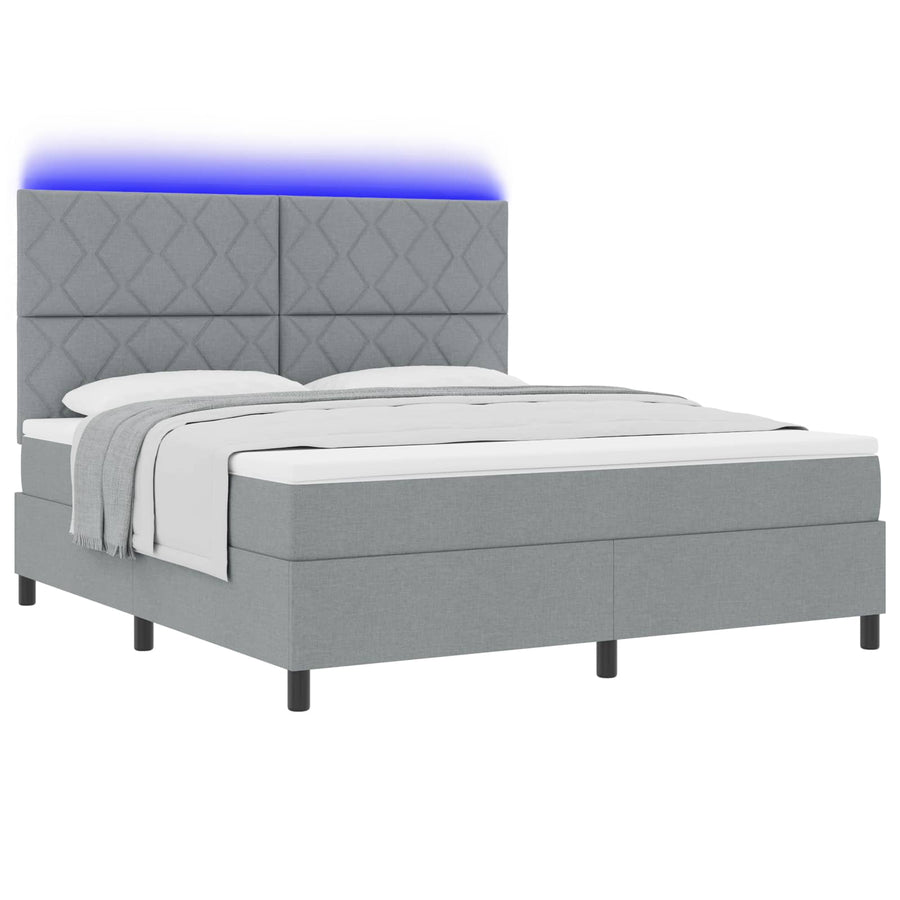 Boxspring bed met hoofdeinde Lichtgrijs 180 x 200 cm Stof