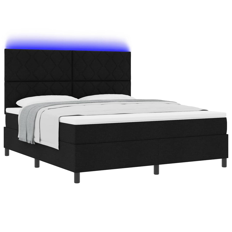 Boxspring bed met LED-stripverlichting Zwart 180 x 200 cm Stof