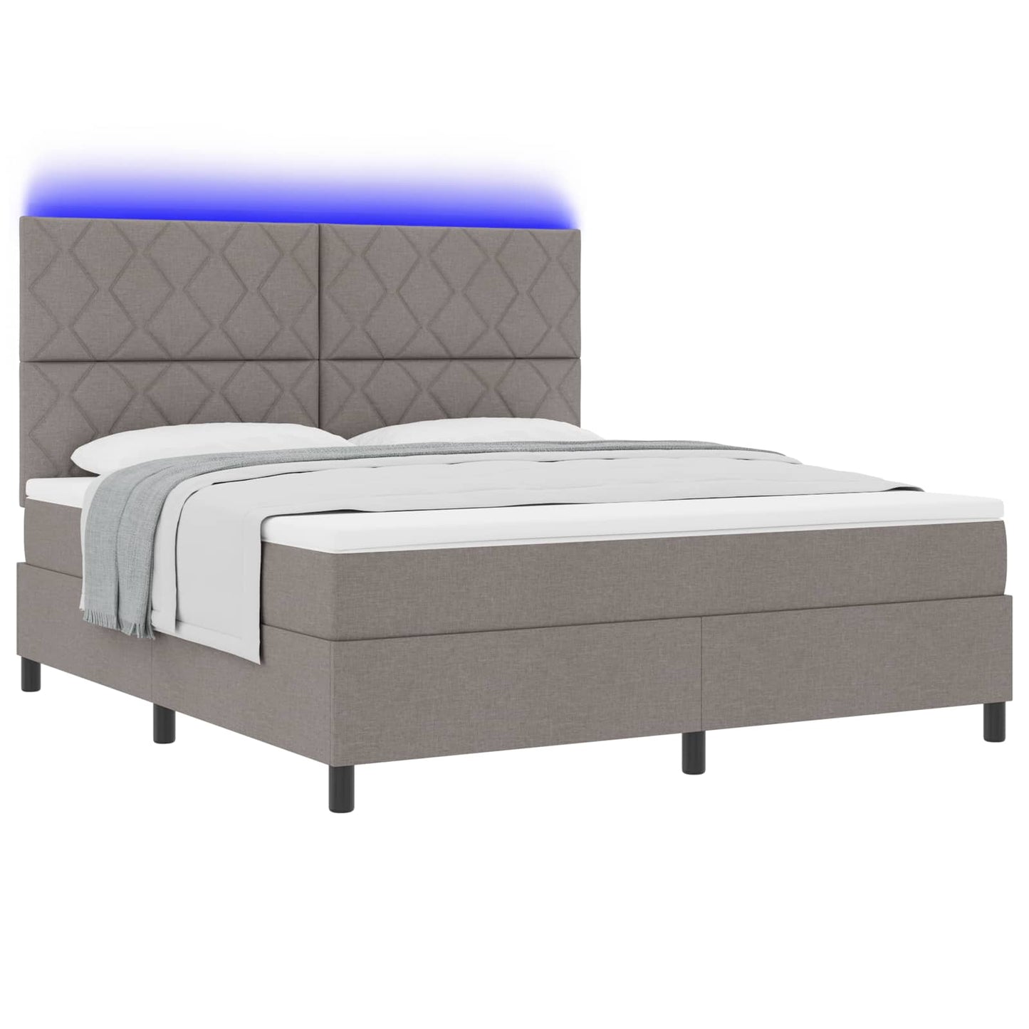 Boxspring bed met LED-stripverlichting Taupe 180 x 200 cm Stof