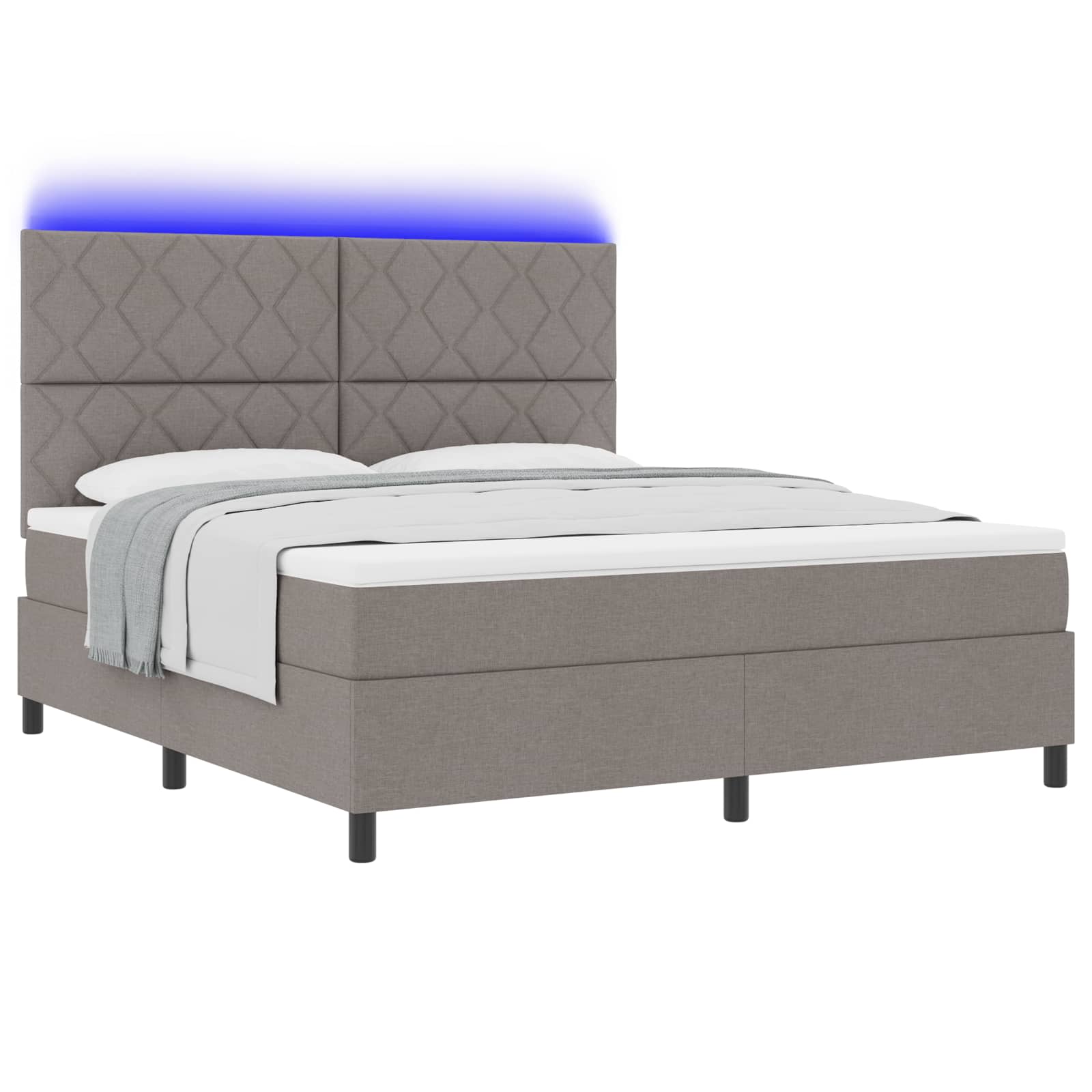 Boxspring bed met LED-stripverlichting Taupe 180 x 200 cm Stof