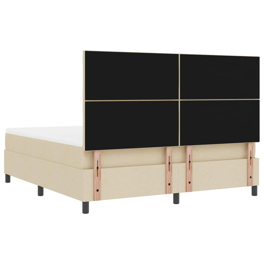 Boxspring bed met LED-stripverlichting Crème 180 x 200 cm Stof