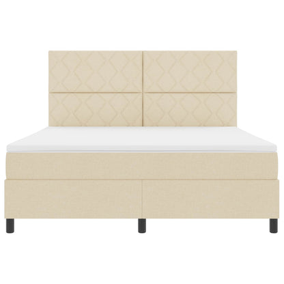 Boxspring bed met LED-stripverlichting Crème 180 x 200 cm Stof