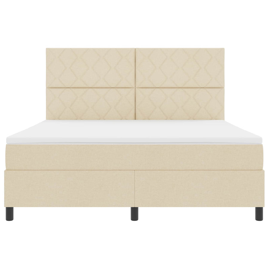 Boxspring bed met LED-stripverlichting Crème 180 x 200 cm Stof