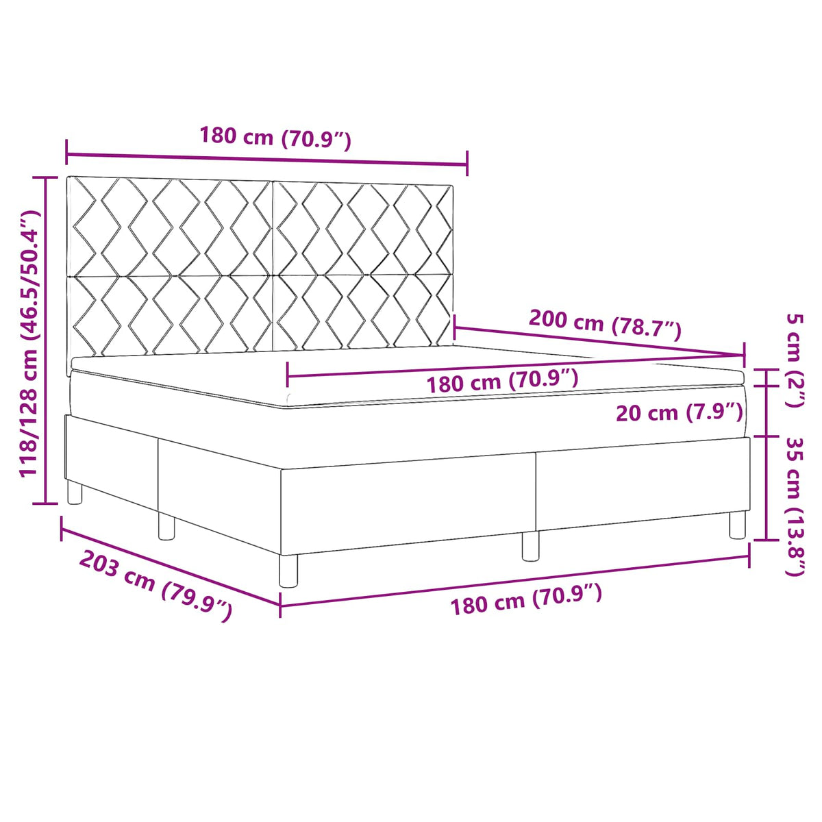 Boxspring bed met LED-stripverlichting Blauw 180 x 200 cm Stof