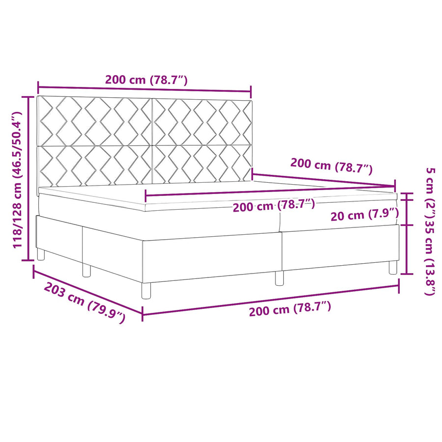 Boxspring bed met matras met hoofdeinde Zwart 200 x 200 cm Stof