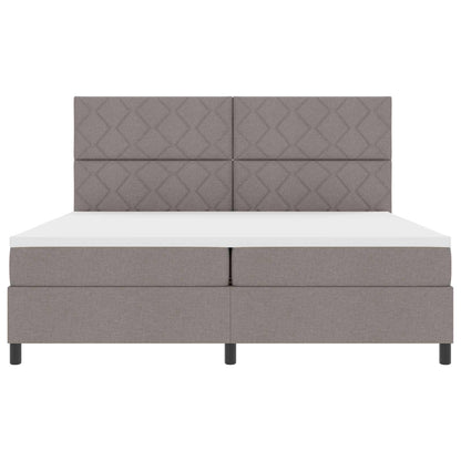 Boxspring bed met LED-stripverlichting Taupe 200 x 200 cm Stof