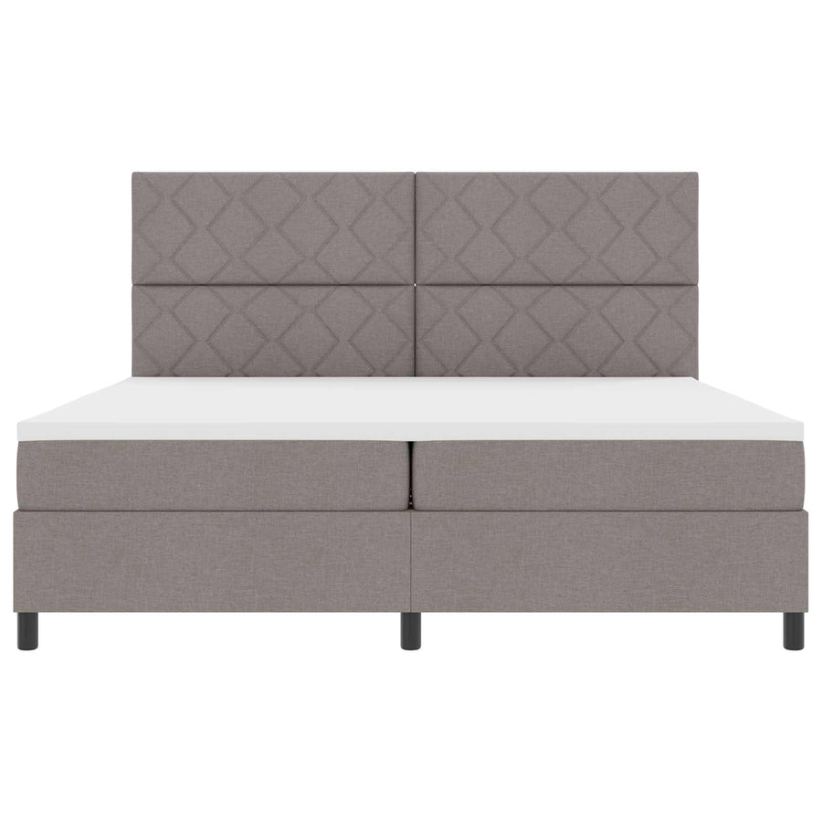 Boxspring bed met LED-stripverlichting Taupe 200 x 200 cm Stof