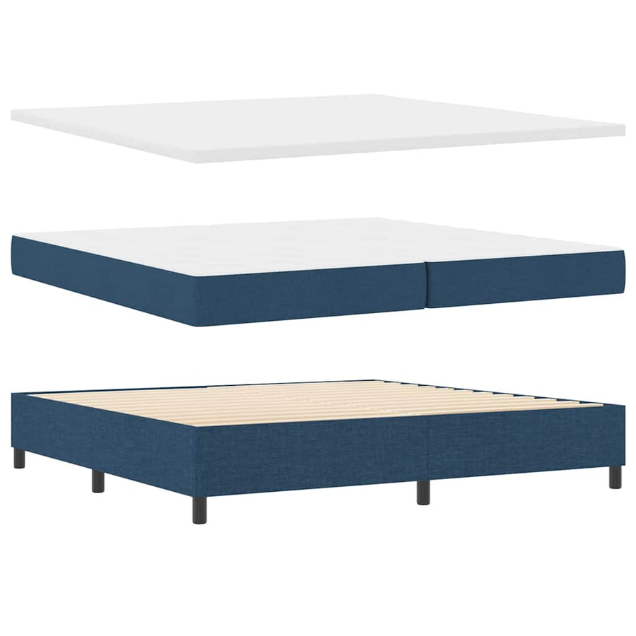 Boxspring bed met matras met hoofdeinde Blauw 200 x 200 cm Stof