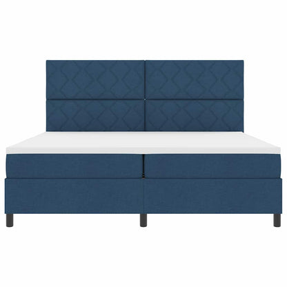 Boxspring bed met matras met hoofdeinde Blauw 200 x 200 cm Stof