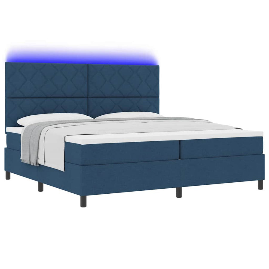 Boxspring bed met matras met hoofdeinde Blauw 200 x 200 cm Stof