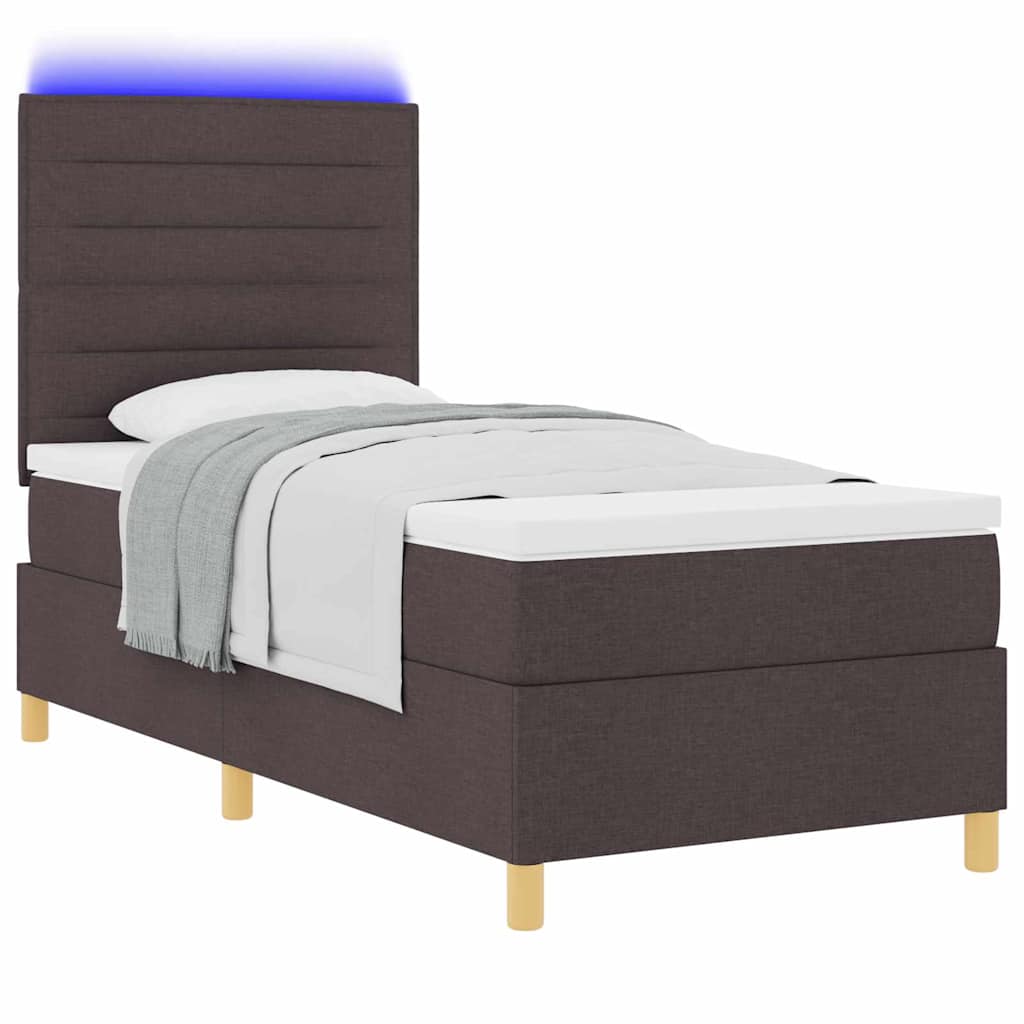 LED Box Spring Bed met matras Donkerbruin 80 x 200 cm Stof