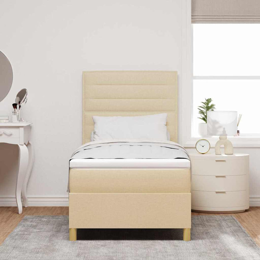 LED Box Spring Bed met matras Crème 80 x 200 cm Stof