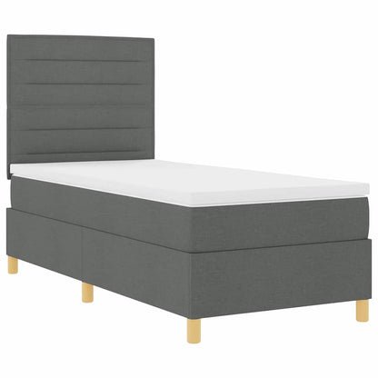 LED Box Spring Bed met matras Donkergrijs 90 x 190 cm Stof