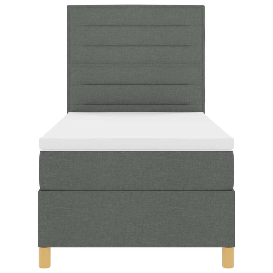 LED Box Spring Bed met matras Donkergrijs 90 x 190 cm Stof