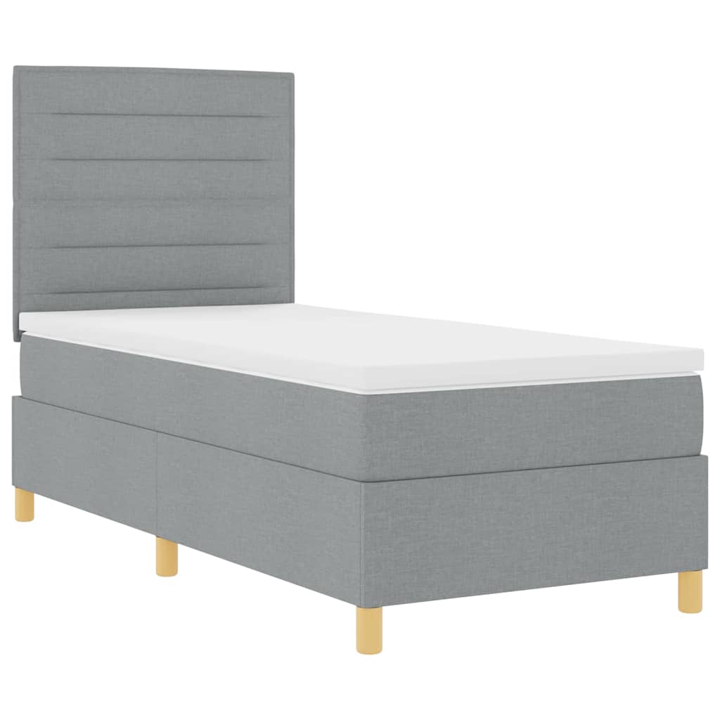 LED Box Spring Bed met matras Lichtgrijs 90 x 200 cm Stof