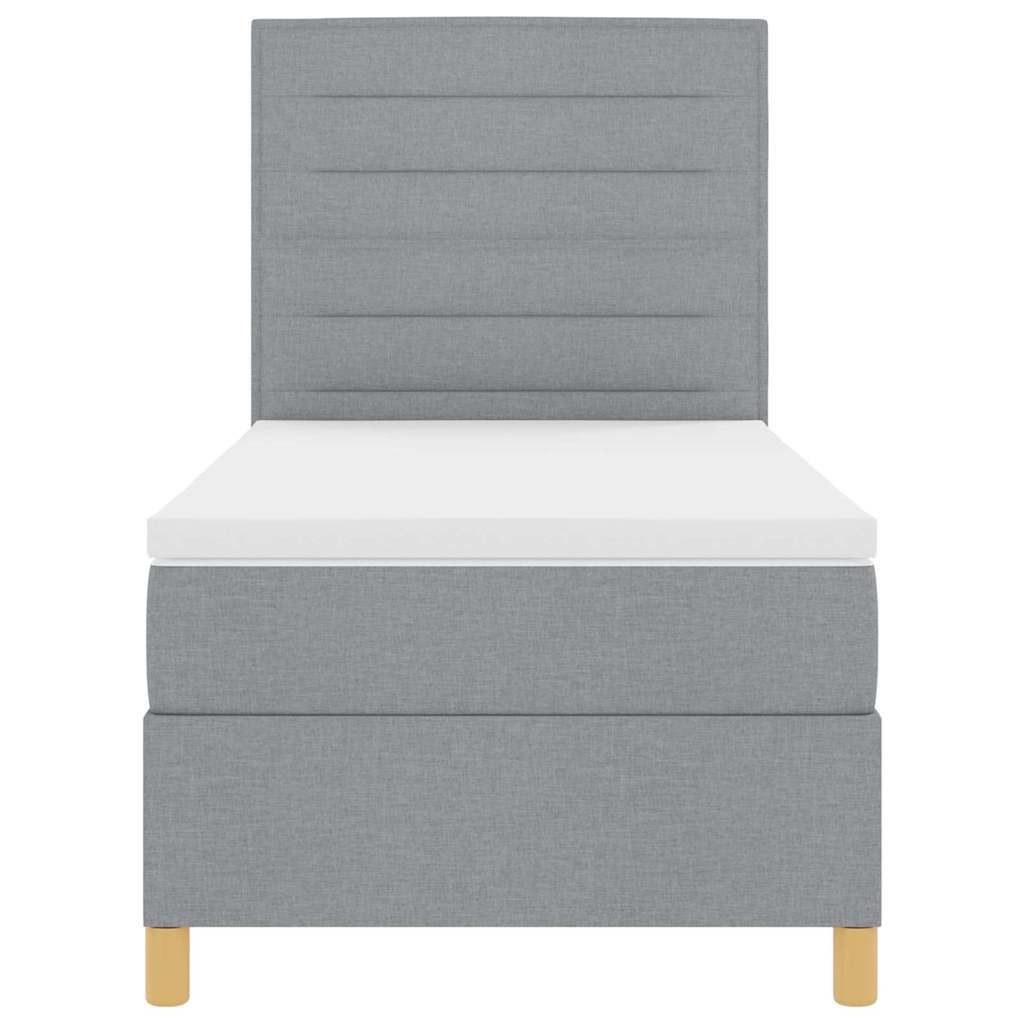 LED Box Spring Bed met matras Lichtgrijs 90 x 200 cm Stof