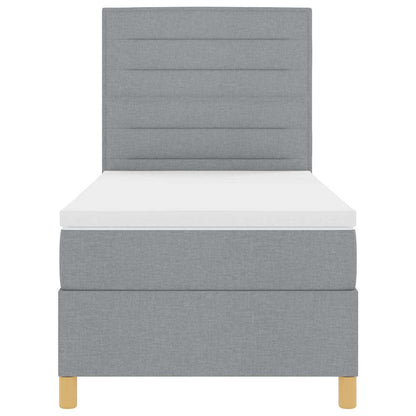 LED Box Spring Bed met matras Lichtgrijs 90 x 200 cm Stof
