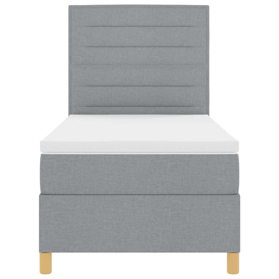LED Box Spring Bed met matras Lichtgrijs 90 x 200 cm Stof