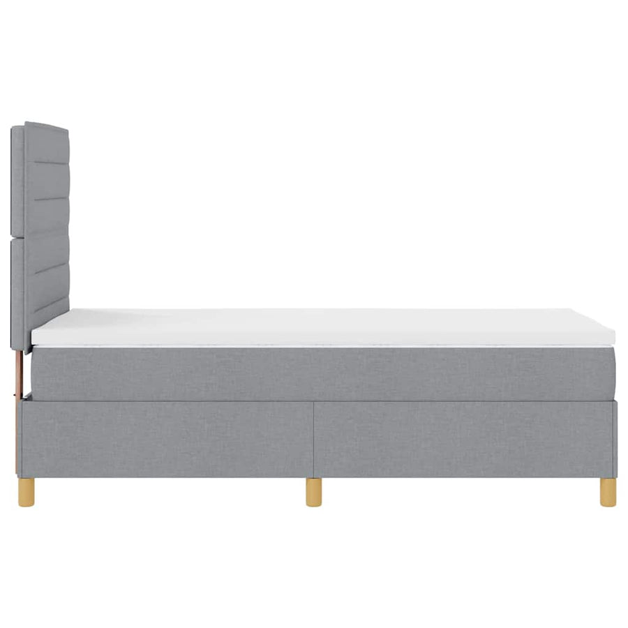 LED Box Spring Bed met matras Lichtgrijs 90 x 200 cm Stof