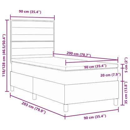 LED Box Spring Bed met matras Lichtgrijs 90 x 200 cm Stof