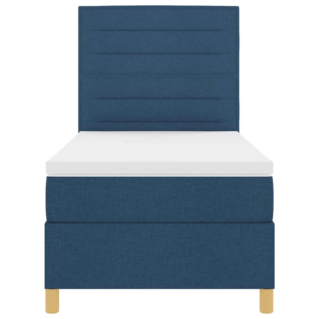 LED Box Spring Bed met matras Blauw 100 x 200 cm Stof