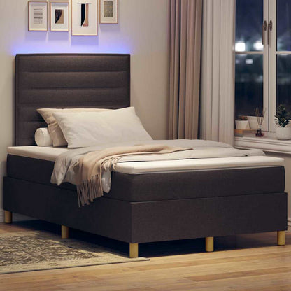 LED Box Spring Bed met matras Donkerbruin 120 x 190 cm Stof
