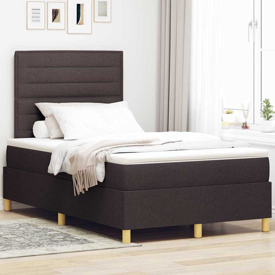 LED Box Spring Bed met matras Donkerbruin 120 x 190 cm Stof