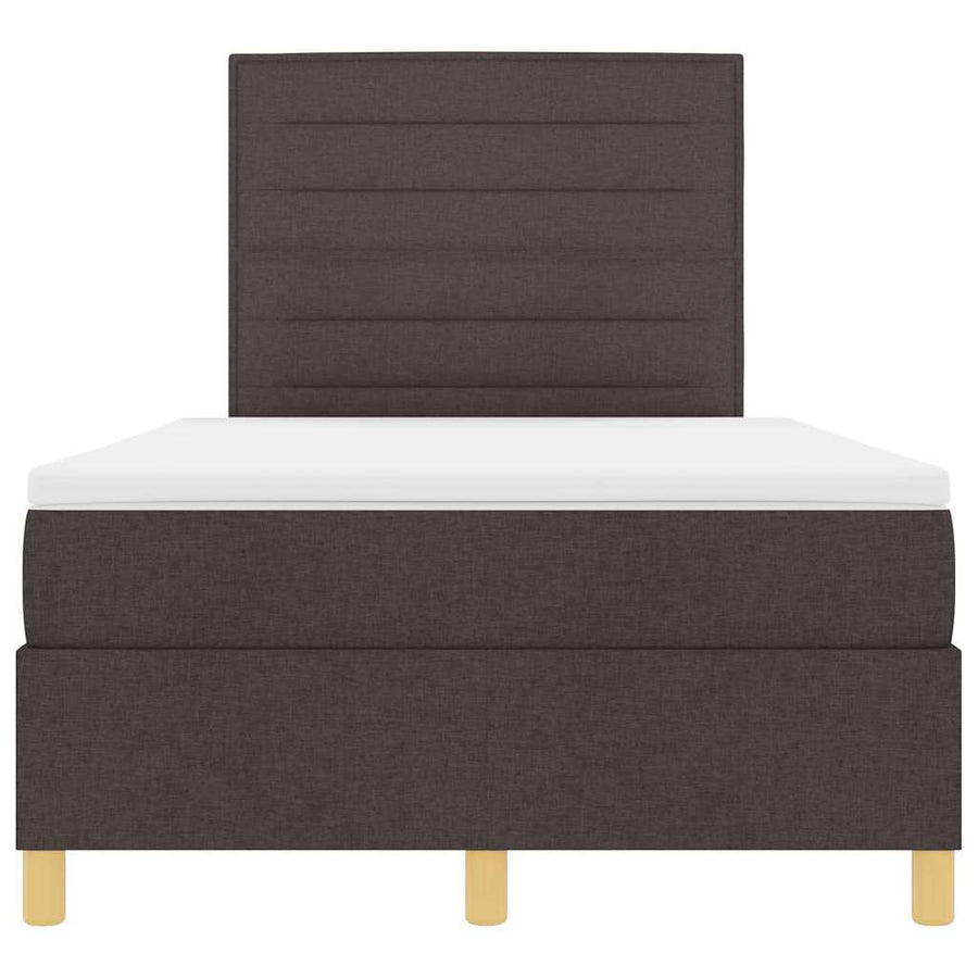 LED Box Spring Bed met matras Donkerbruin 120 x 190 cm Stof