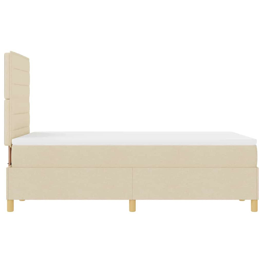 LED Box Spring Bed met matras Crème 120 x 190 cm Stof