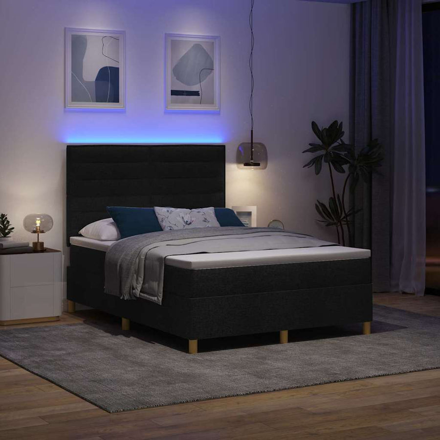 Boxspring bed met matras met hoofdeinde Zwart 160 x 200 cm Stof