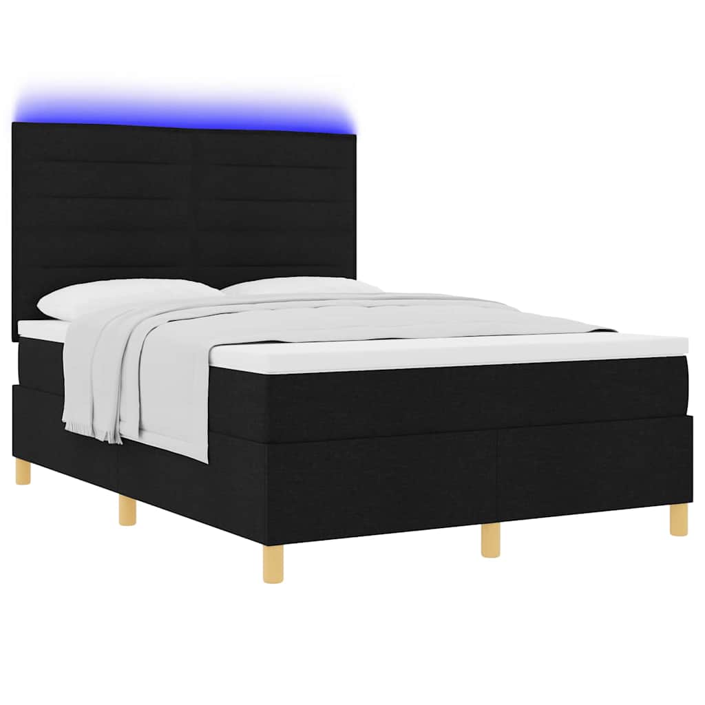 Boxspring bed met matras met hoofdeinde Zwart 160 x 200 cm Stof