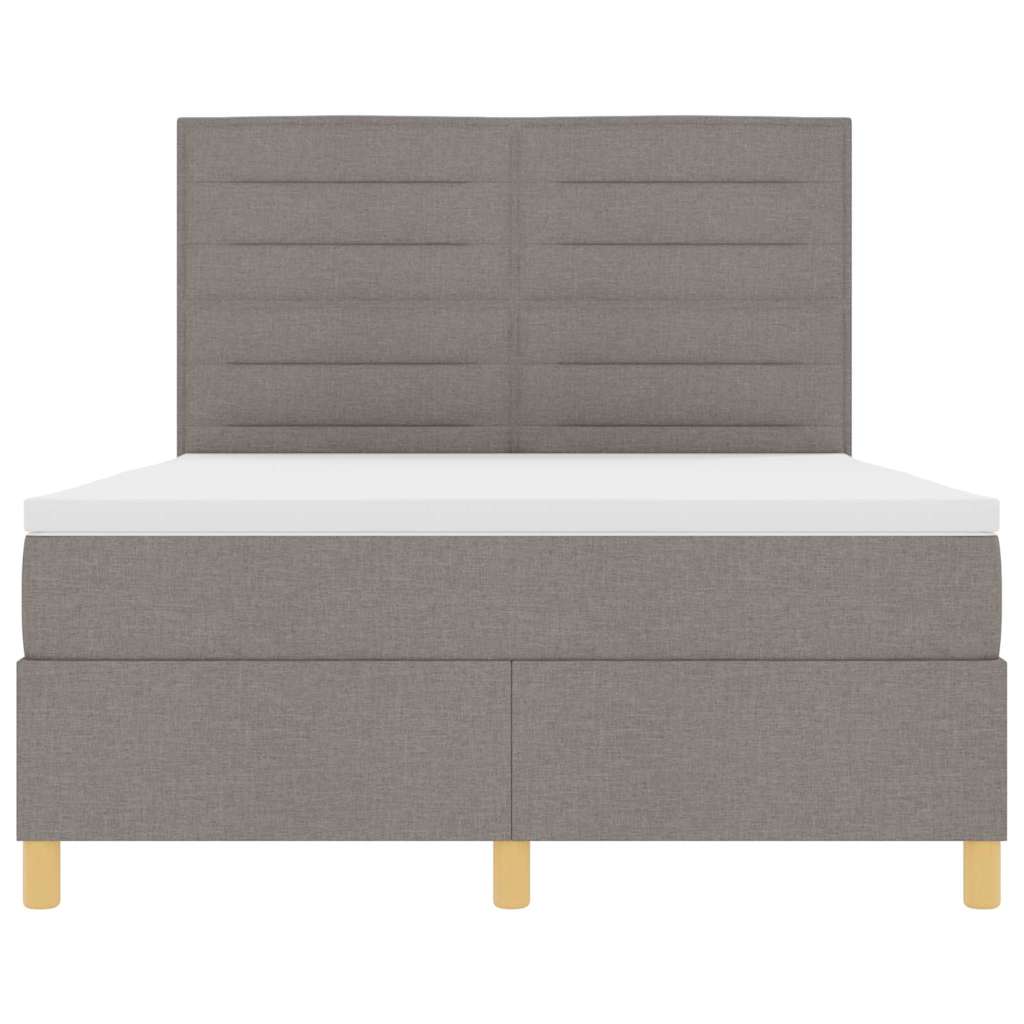 LED Box Spring Bed met matras Taupe 160 x 200 cm Stof