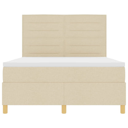 LED Box Spring Bed met matras Crème 160 x 200 cm Stof