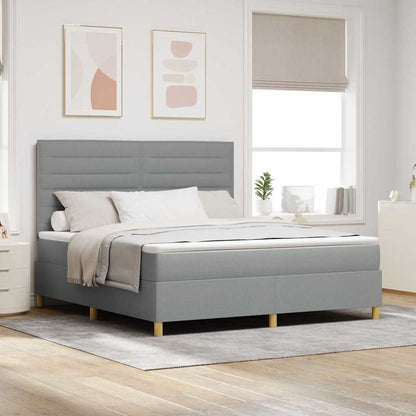 LED Box Spring Bed met matras Lichtgrijs 180 x 200 cm Stof