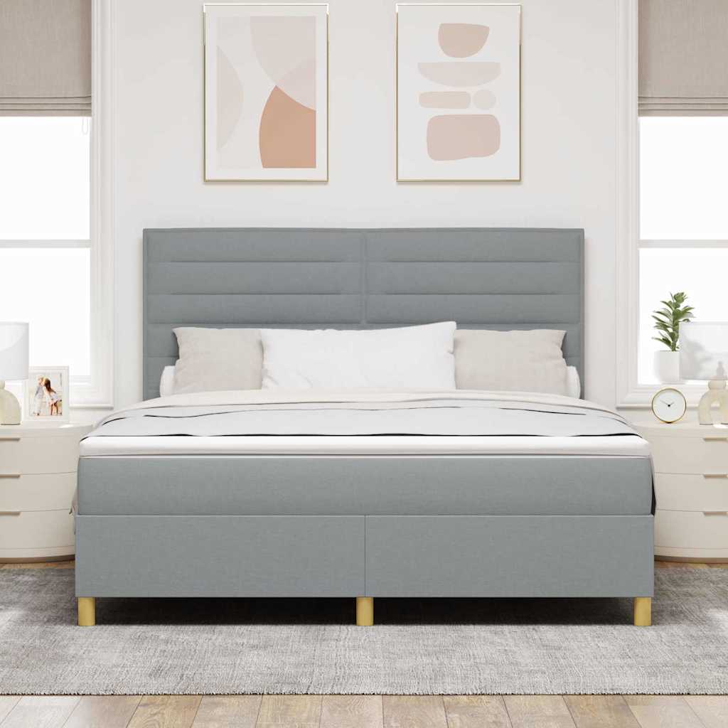 LED Box Spring Bed met matras Lichtgrijs 180 x 200 cm Stof