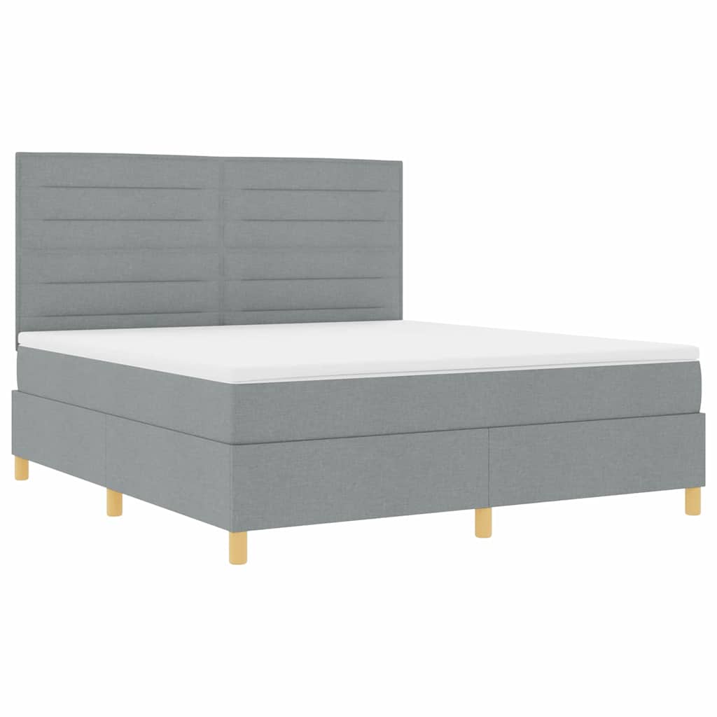 LED Box Spring Bed met matras Lichtgrijs 180 x 200 cm Stof