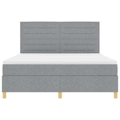 LED Box Spring Bed met matras Lichtgrijs 180 x 200 cm Stof