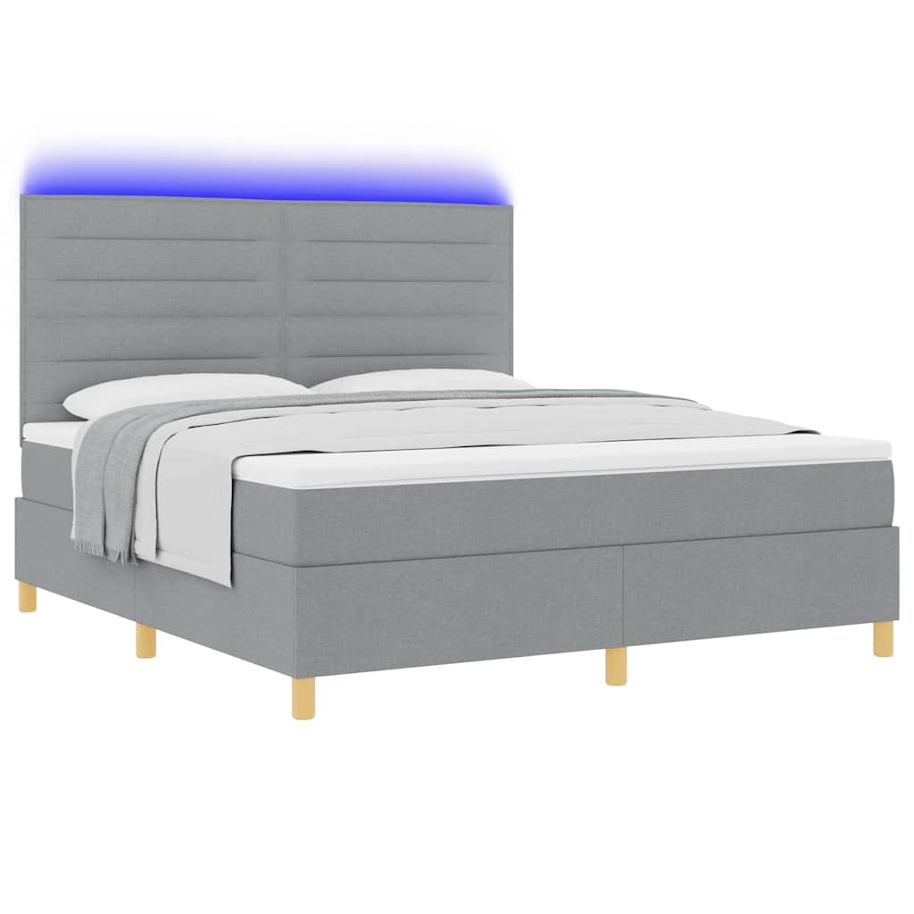 LED Box Spring Bed met matras Lichtgrijs 180 x 200 cm Stof