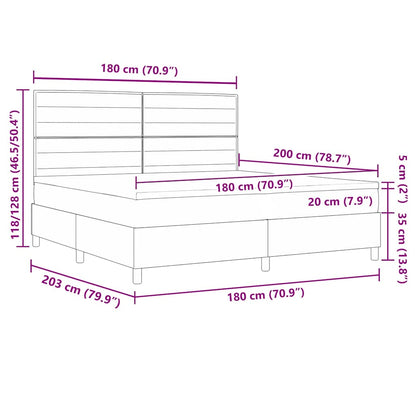 LED Box Spring Bed met matras Lichtgrijs 180 x 200 cm Stof